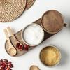 JUSTINLAU Japanese Ceramic Seasoning Jar Spice Container Bamboo Lid Spoon Household Oil Pot Seasoning Bottle Tray Kitchen Tool
