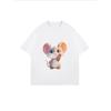 Niedliches Maus-Print T-Shirt Weiß Cartoon Tierdesign für Freizeitkleidung