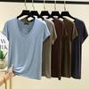 Plus Size M To 6XL U-Neck Women's Tshirt Short Sleeves Modal T-shirts Thin Bottomed Tees Solid Color Loose Tee Tops All Match