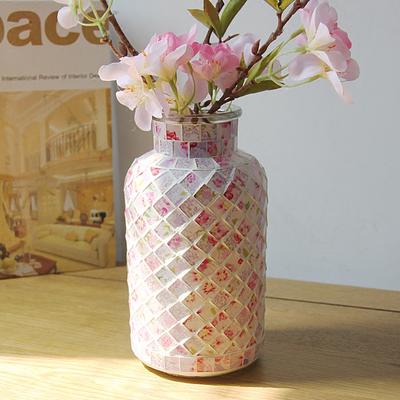 Pastoral rosa lila floral gerade Mosaikglasvase Mode Zuhause Gast Restaurant Dekoration Tischvase