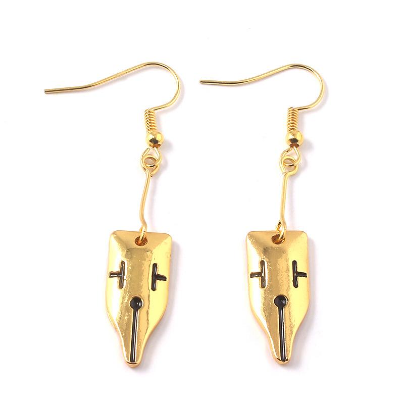 

2.1×1CM Pendant Anime Rohan Kishibe Same Style Golden Exquisite Stud Earrings Creative Fashion Jewelry Novelty Accessories Party