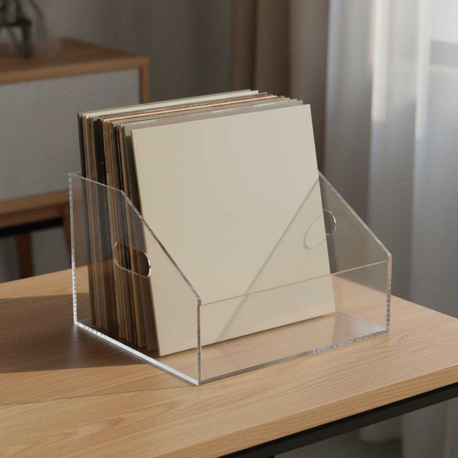 Transparenter LP-Ausstellungsständer Leicht zu reinigen Acryl Vinyl-Schallplatten-Aufbewahrungsbox Halter für gray