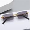 Vintage Rimless Mens Sunglasses Rectangle Frameless Sunglasses for Men Women Used for Driving Traveling Hiking Eye Protection