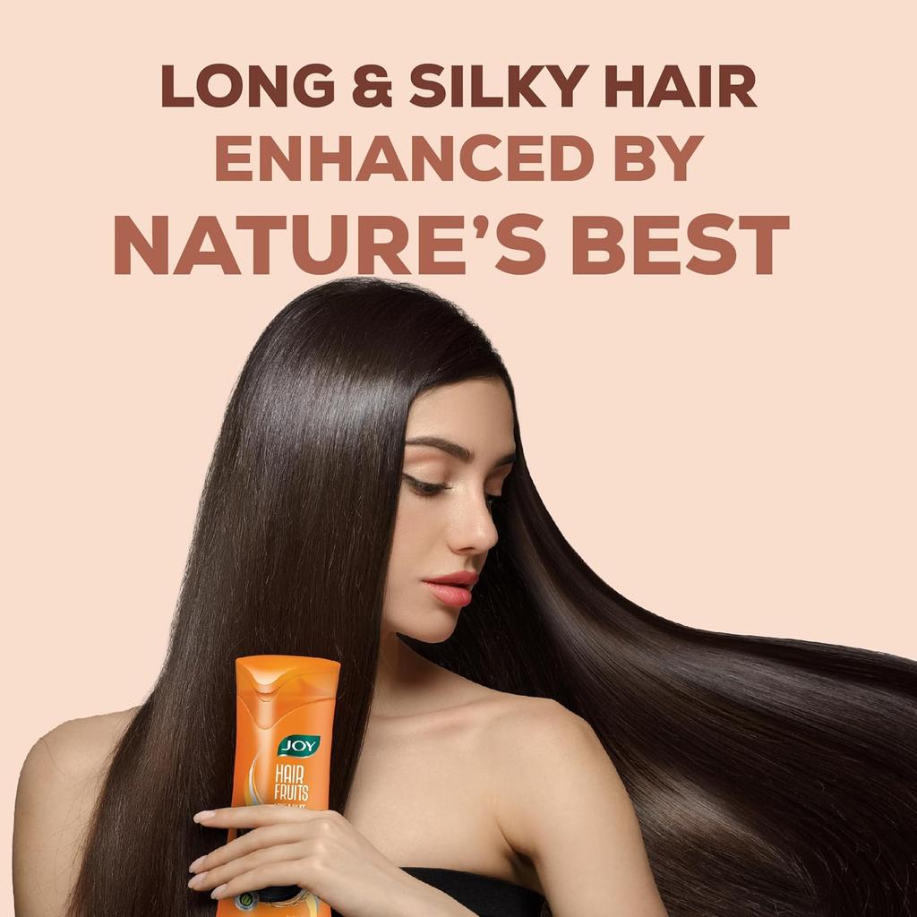 Joy Hair Fruits Long & Silky Conditioning Apricot & Peach Shampoo 340 ml Pack | Soft Shiny Hair, Moisturizing & Nourishing
