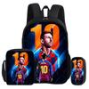 Kids 3Pcs Set Backpack Football Star Rucksack Best Gift Student School Shoulder Bag Pencil Bags M-Messis Bookbag