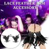 1 Pair Gothic Feather Wrist Cuff Gloves Feather Lace-Up Ribbons Halloween Party Cosplay Stage Show Wrist Bands