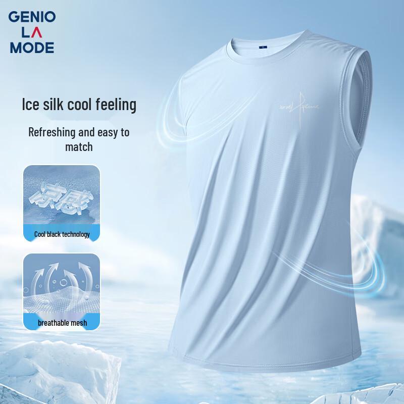Мужской повседневный жилет GENIOLAMODE с коротким рукавом, быстросохнущий 2XL