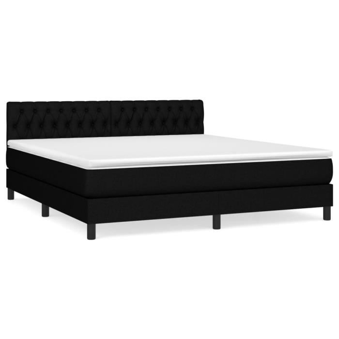 3140315 vidaXL Lit à sommier tapissier avec matelas Noir 180x200 cm Tissu