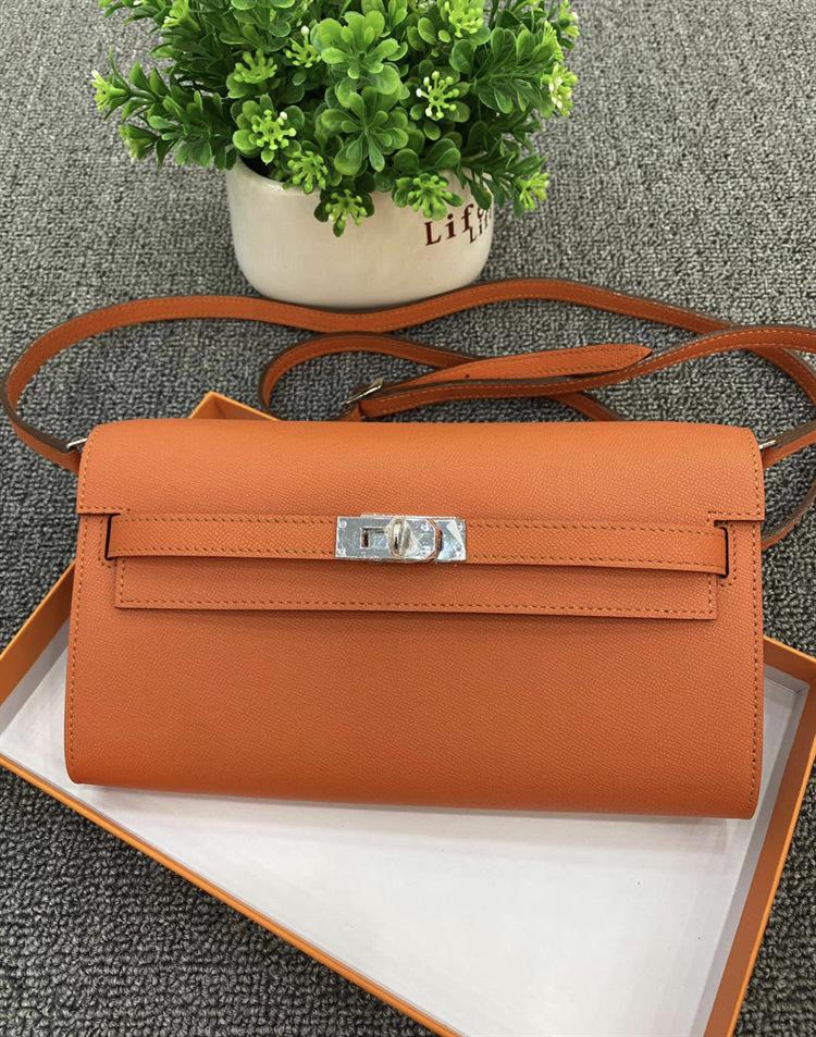 Sac femme première couche cuir de vachette bandoulière réglable long portefeuille KL bandoulière unique bandoulière fermeture éclair cuir de vachette petit sac carré tendance