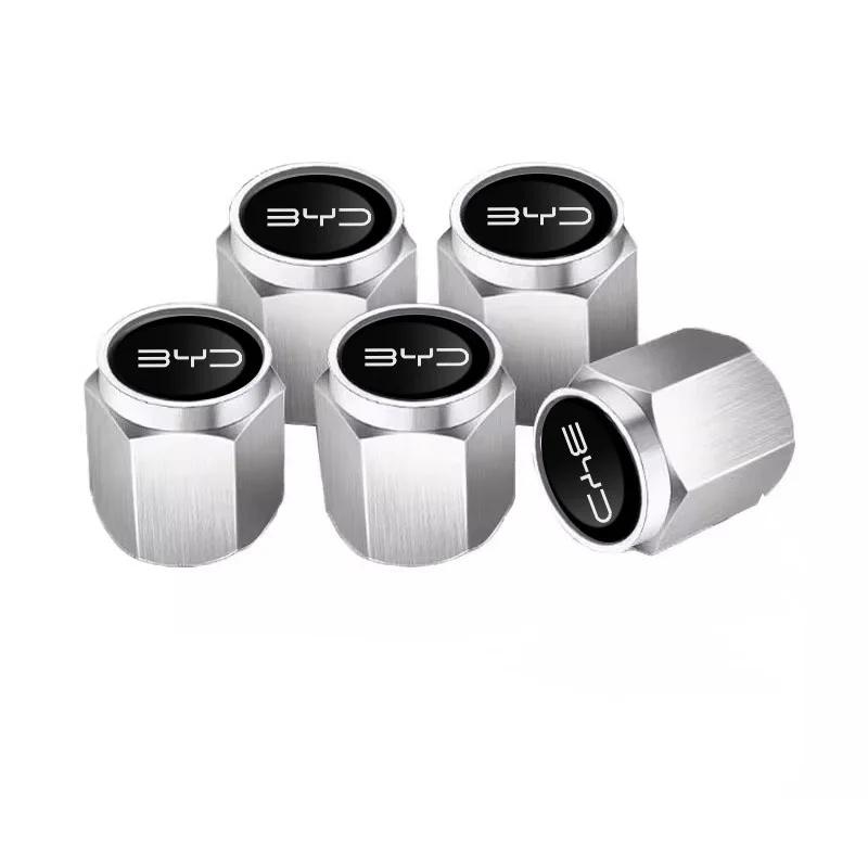 

5Pcs Anti-Theft Aluminum Alloy Car Tire Valve Stem Caps for BYD Shark 6 ATTO 3 Han Tang Song Plus Auto Exterior Accessories