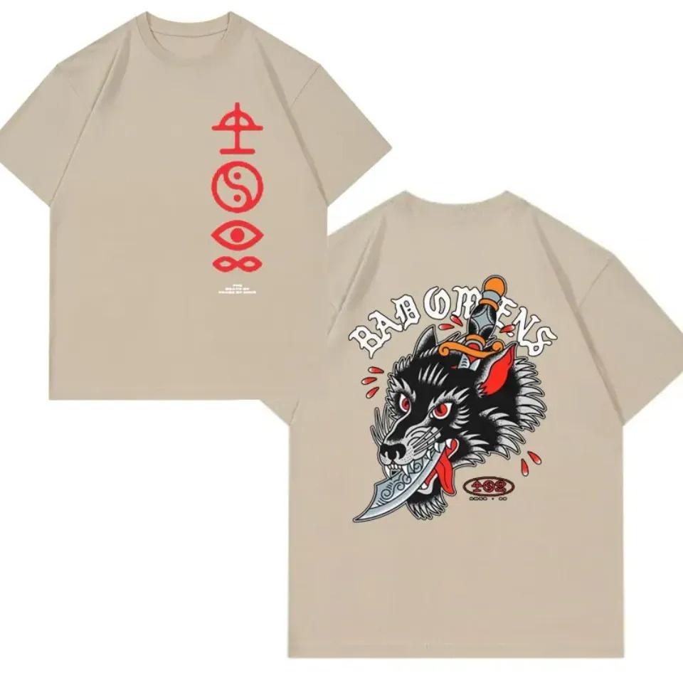 

Ретро футболка с круглым вырезом с креативным принтом в стиле Metalcore, вдохновленным Bad Omens, для музыкальных энтузиастов 4XL