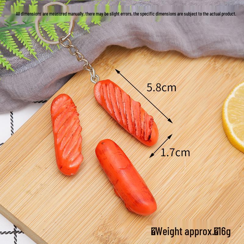 Simulation Food Keychain: Hot Dog, Cured, Ham, Taiwanese Grilled Sausage Prop