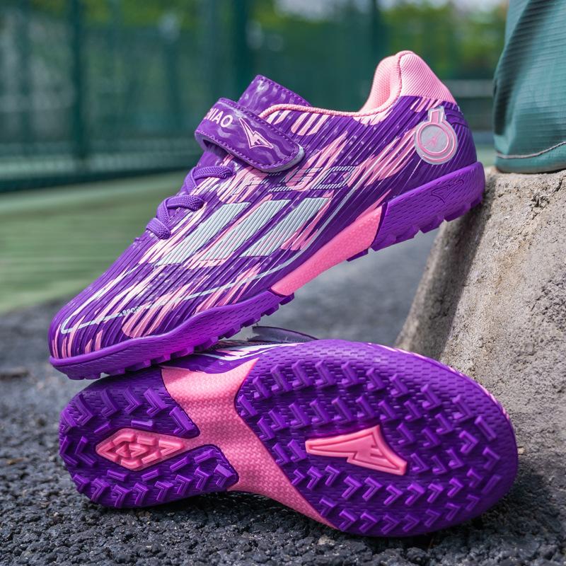 New children's Velcro football shoes primary school students game sports shoes boys and girls TF broken nail sneakers