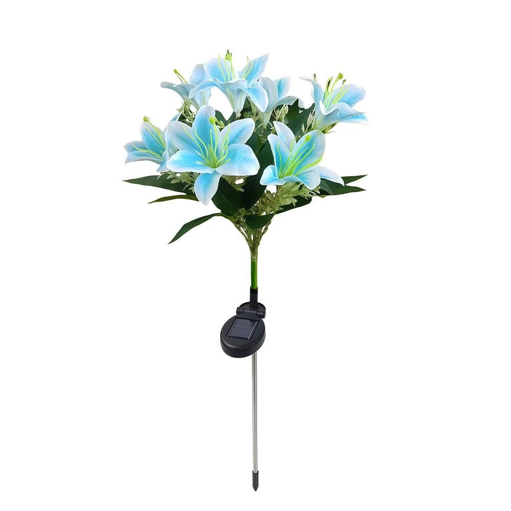 Solar Powered LED Outdoor Flower Decor Waterproof Simulation Flower Lamp  Valentine s Day Decor синий