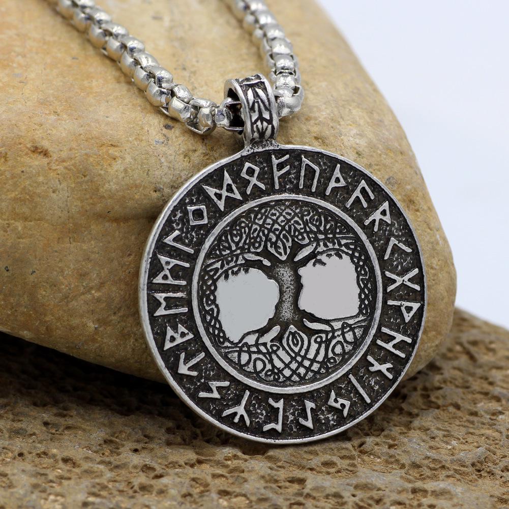 Men Viking Tree Of Life Pendant Necklace Retro Norse Mythology Jewelry Accessory For Male Fashion Gift
