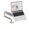 White Mechanical Arm Dual-Screen Laptop Stand: Liftable, Rotatable, and Suspended Cantilever Riser.