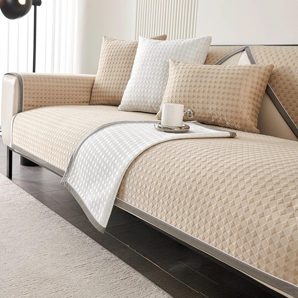 

Подушка для дивана из ледяного шелка, однотонная универсальная подушка для дивана на четыре сезона, пылезащитная нескользящая подушка для гостиной, прохладный чехол для дивана 70x70cm 1pcs