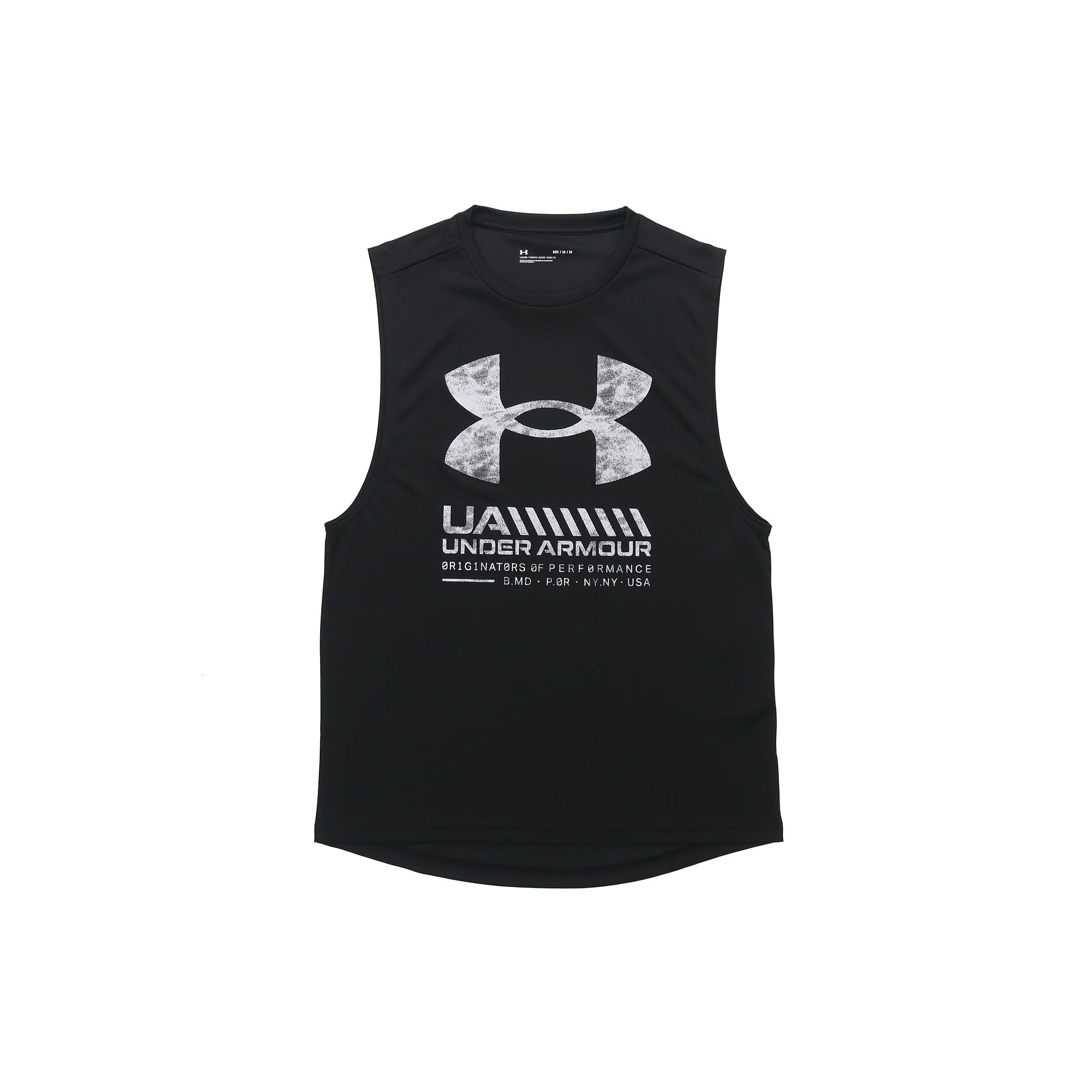 Under Armour Velocity Graphic Sleeveless Shirt Black White Men s 1362303-001 L