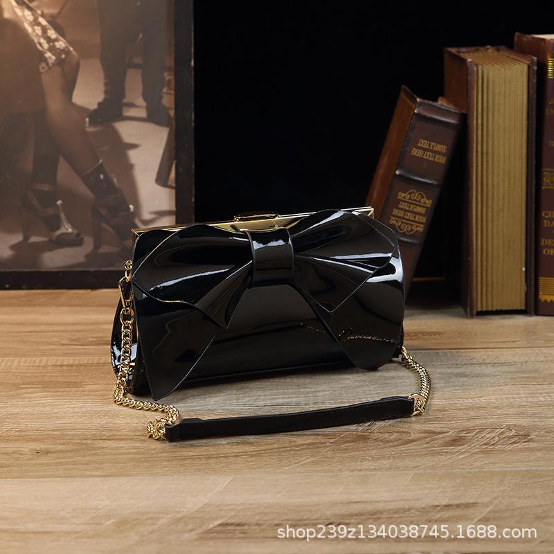 Underarm Bag High-End Patent Leather Bag High-Grade Fashion Women's Bowknot Bag Versatile Small Bag Wholesale