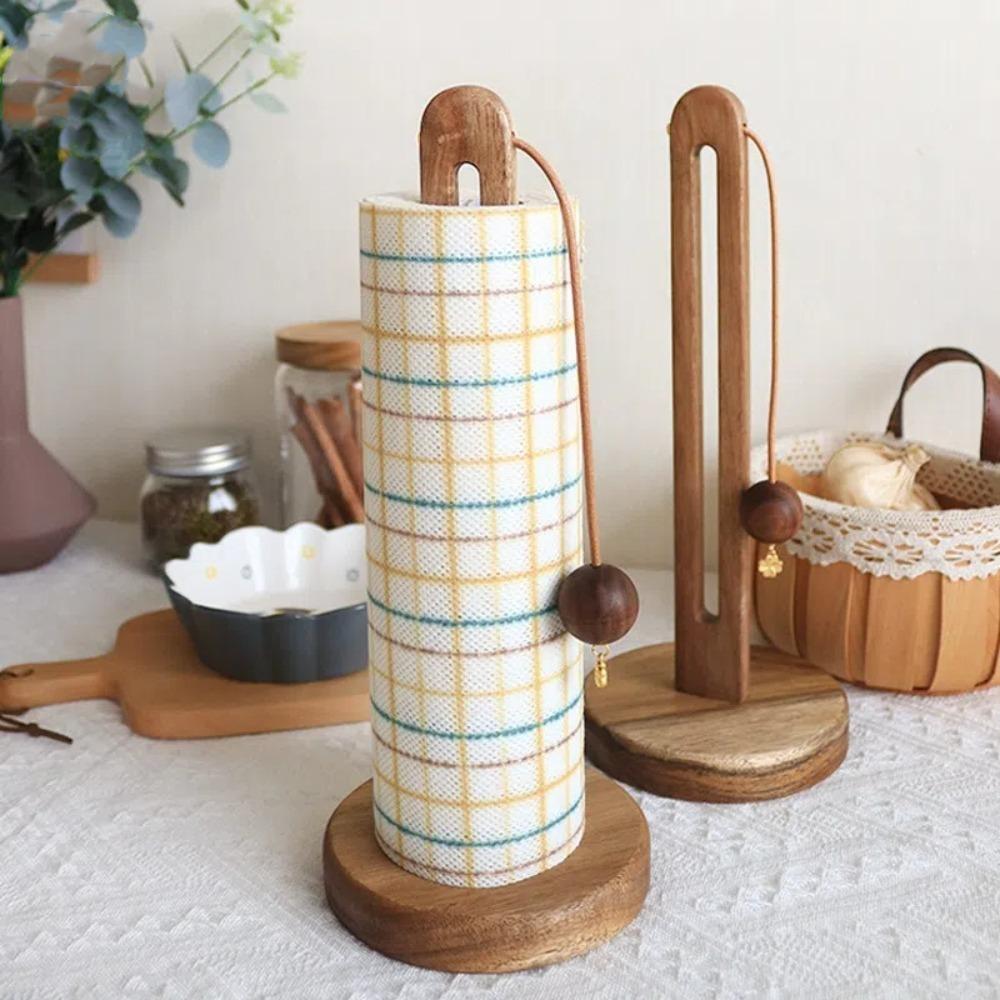 No Punch Kitchen Paper Storage Rack Solid Wood Lazy Rag Storage Rack  Kitchen Accessories