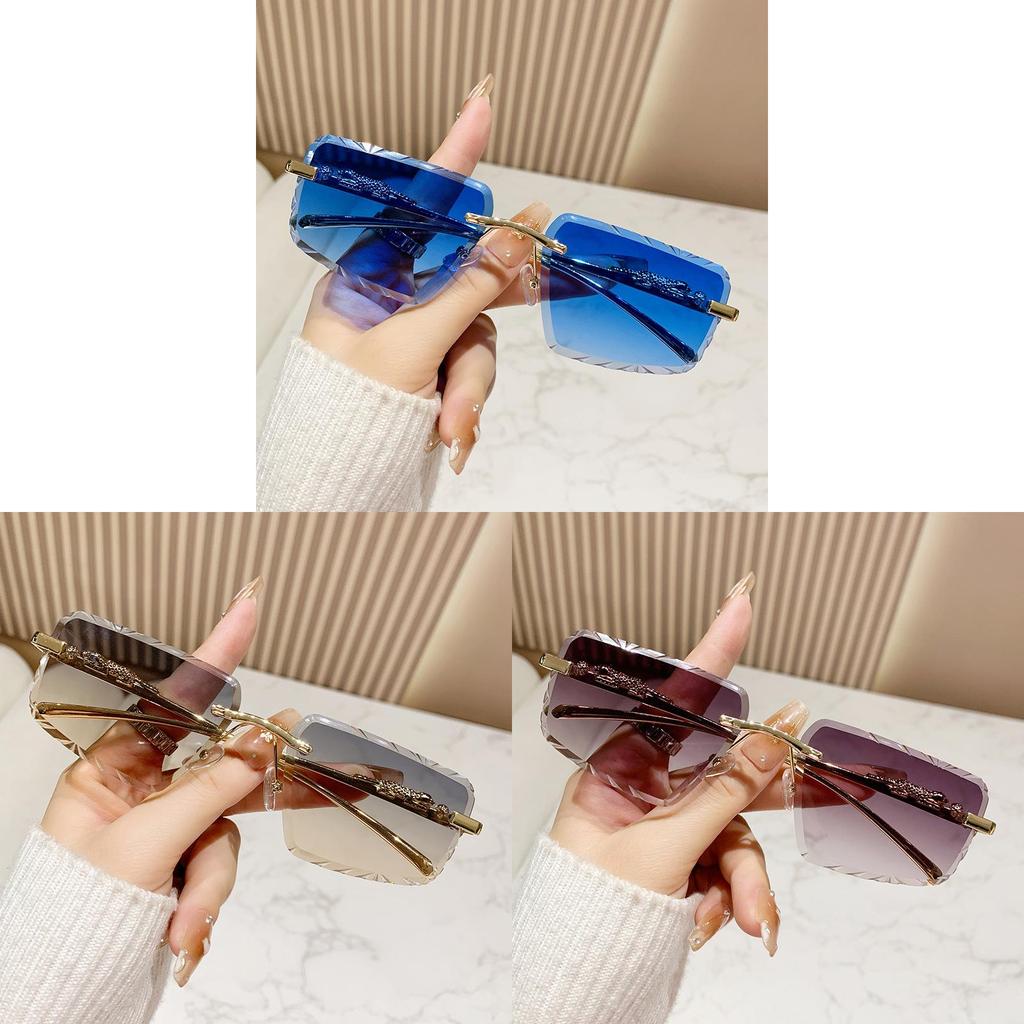 Cheetah Style Unisex Frameless Square Sunglasses With Uv400 Protection For Travel And Fashion