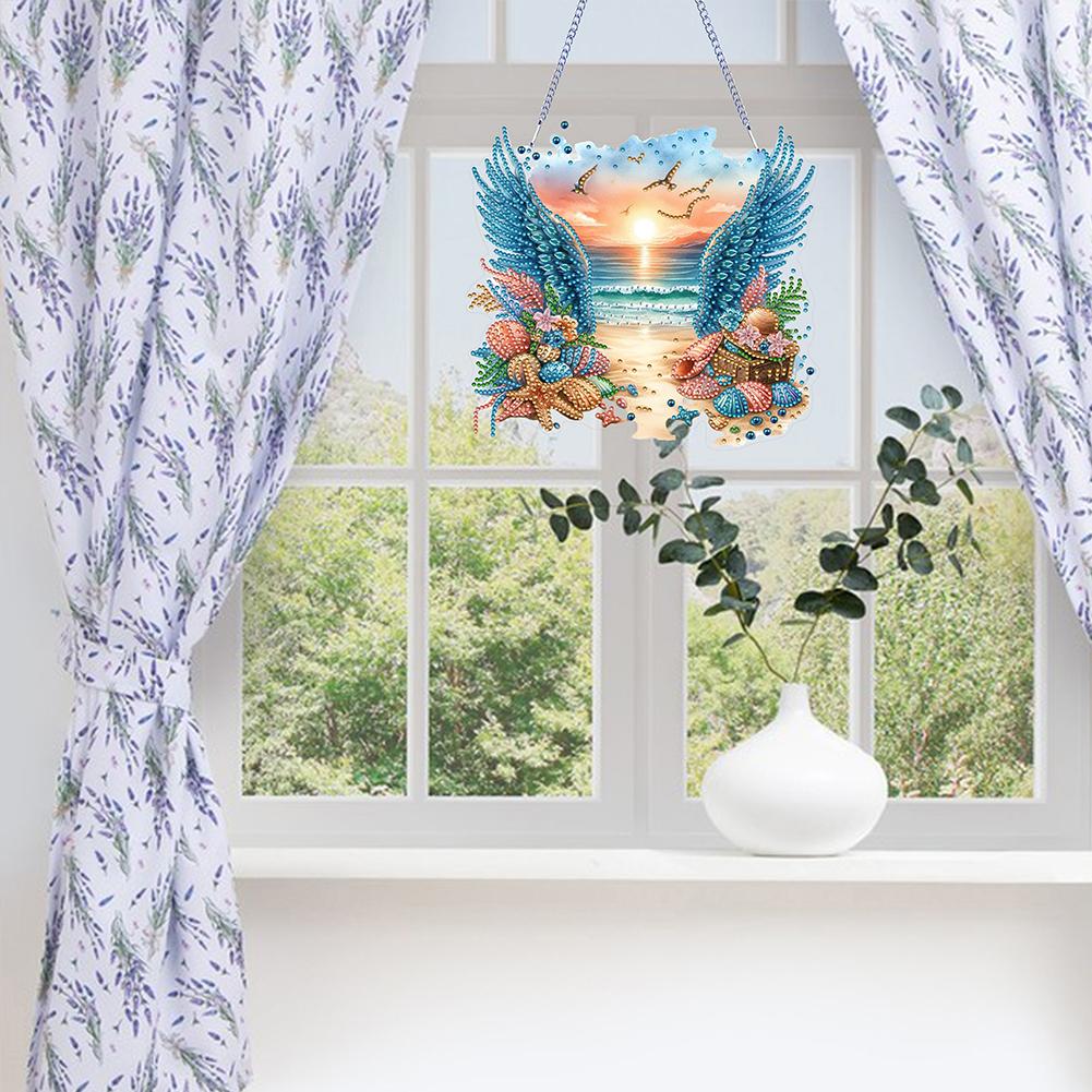 Acrylic Special Shape Love Peacock Rhinestone Diamond Art Pendants Diamond Painting Hanging Pendant for Garden Window Decor