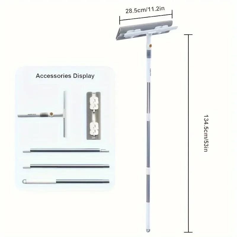 2-in-1 Glass Wiper, Multi-Functional Plastic & Stainless Steel Window Cleaning Tool, for Bathroom, Outdoor, Wall, Floor