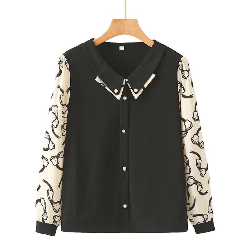 

Мамин весенне-осенний базовый костюм с длинным рукавом для женщин среднего и пожилого возраста, модный, 40-50 лет, новый топ XL