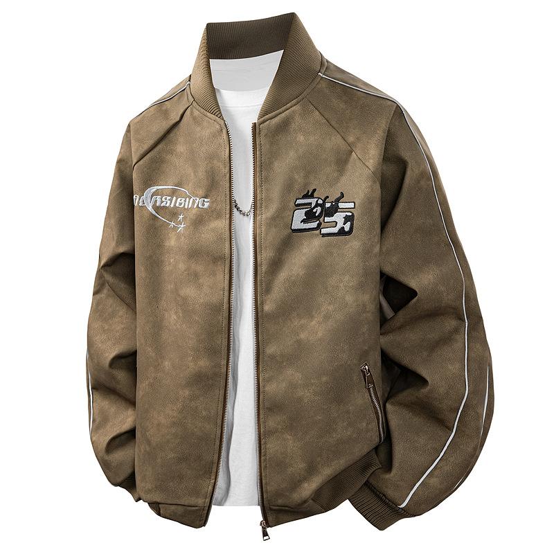 

Чоловіча куртка великого розміру, шкіряна куртка, імітація оксамиту з оленячої шкіри, високоякісний топ, красивий 8XL дубильна кора