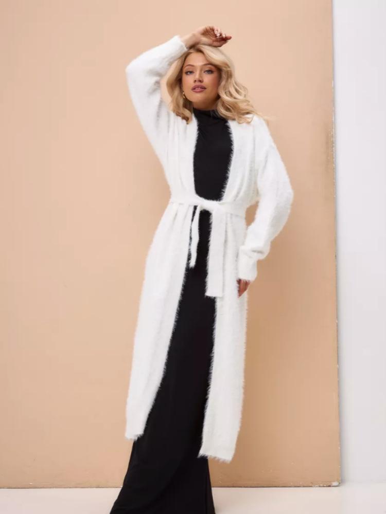 

Autumn and Winter Lazy Style Loose Knee Length Pure Imitation Mink Fur Knitted Sweater Cardigan Coat Women s Coat One size fits all