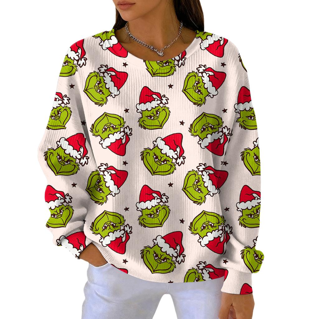 Women's Fashion Casual Gradient Christmas Print Pullover Sports Long-Sleeve Top