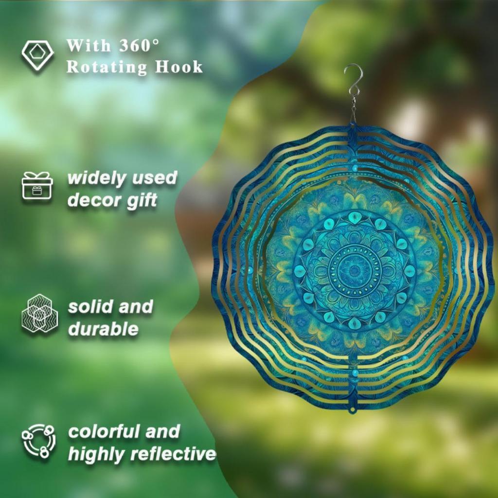 10 Zoll Hängender Windspinner mit 360 Grad Drehhaken für Outdoor Garten Balkon Deko Elegantes Windgetriebenes Design für Frühling Sommer