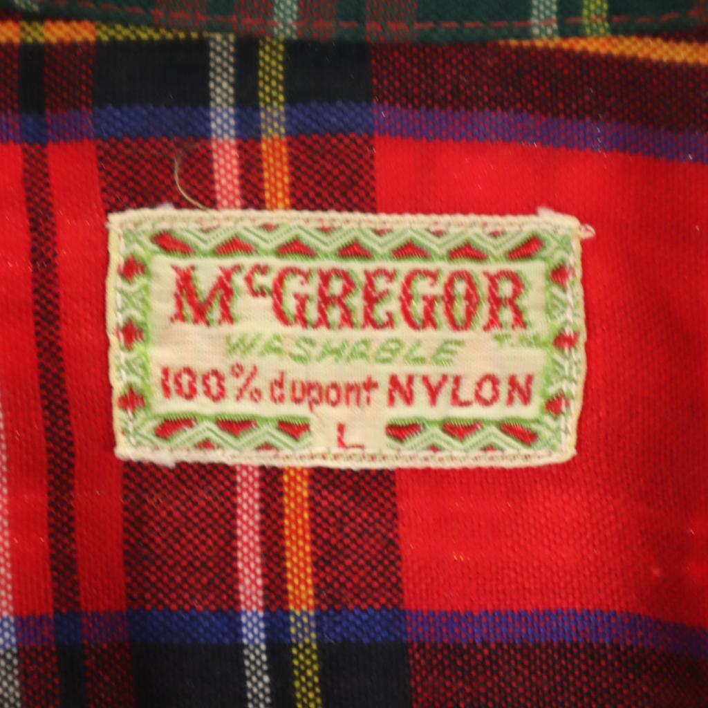 McGregor 50s Vintage Tartan Check Pattern Long Sleeve Open Collar Shirt Men's Used