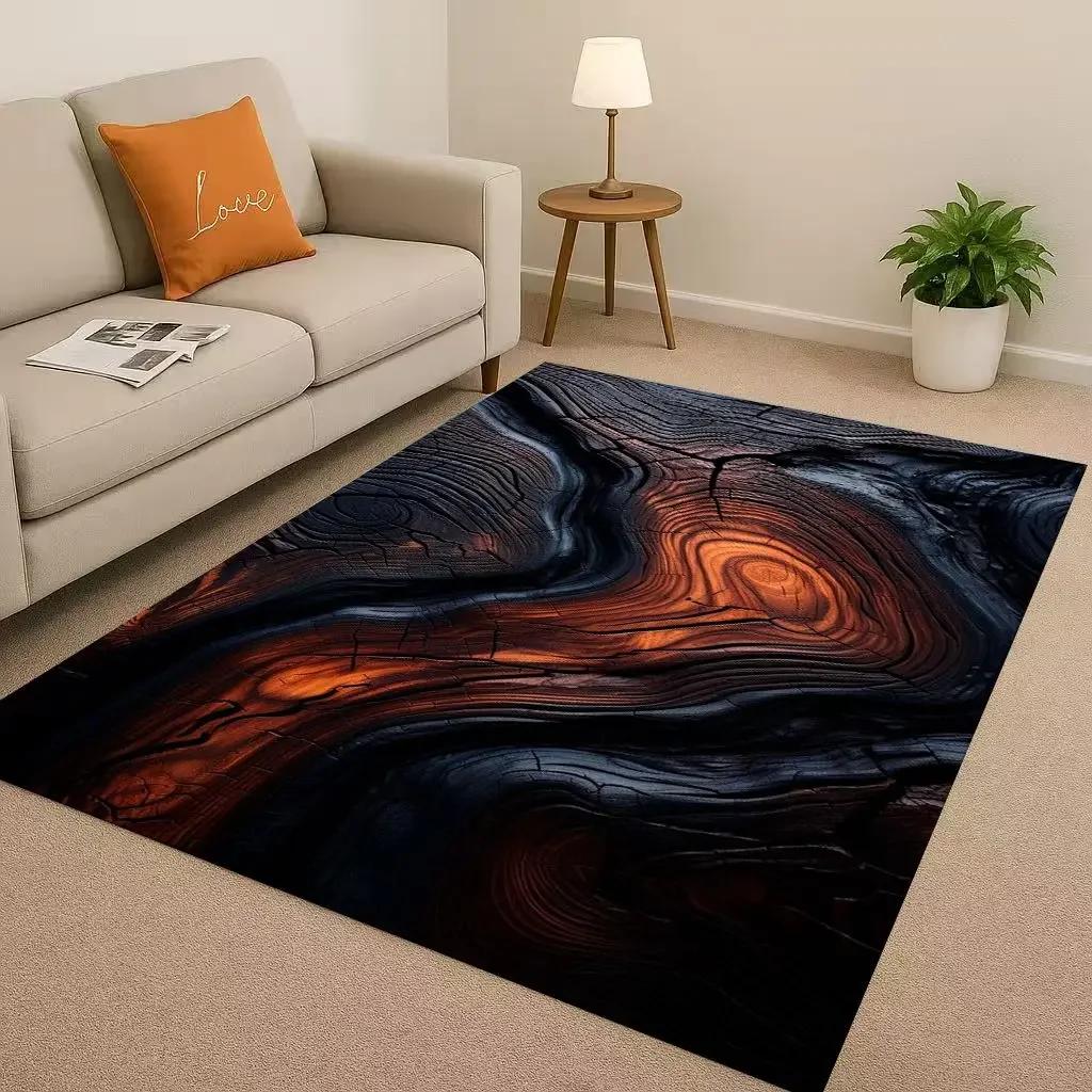 Classic Wood Grain Tree Growth Ring Brown Gray Living Room Non-Slip Area Rug Carpet For Bedroom Playroom Sofa,Home Decor Doormat