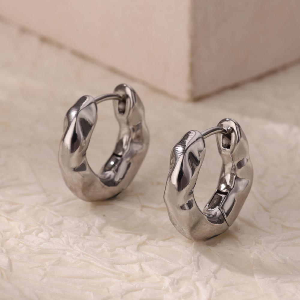 Structured Hoop Earrings For Women Stainless Steel Gold Plated Circle Huggies Earrings Wedding Minimalist Trendy Ear Jewelry