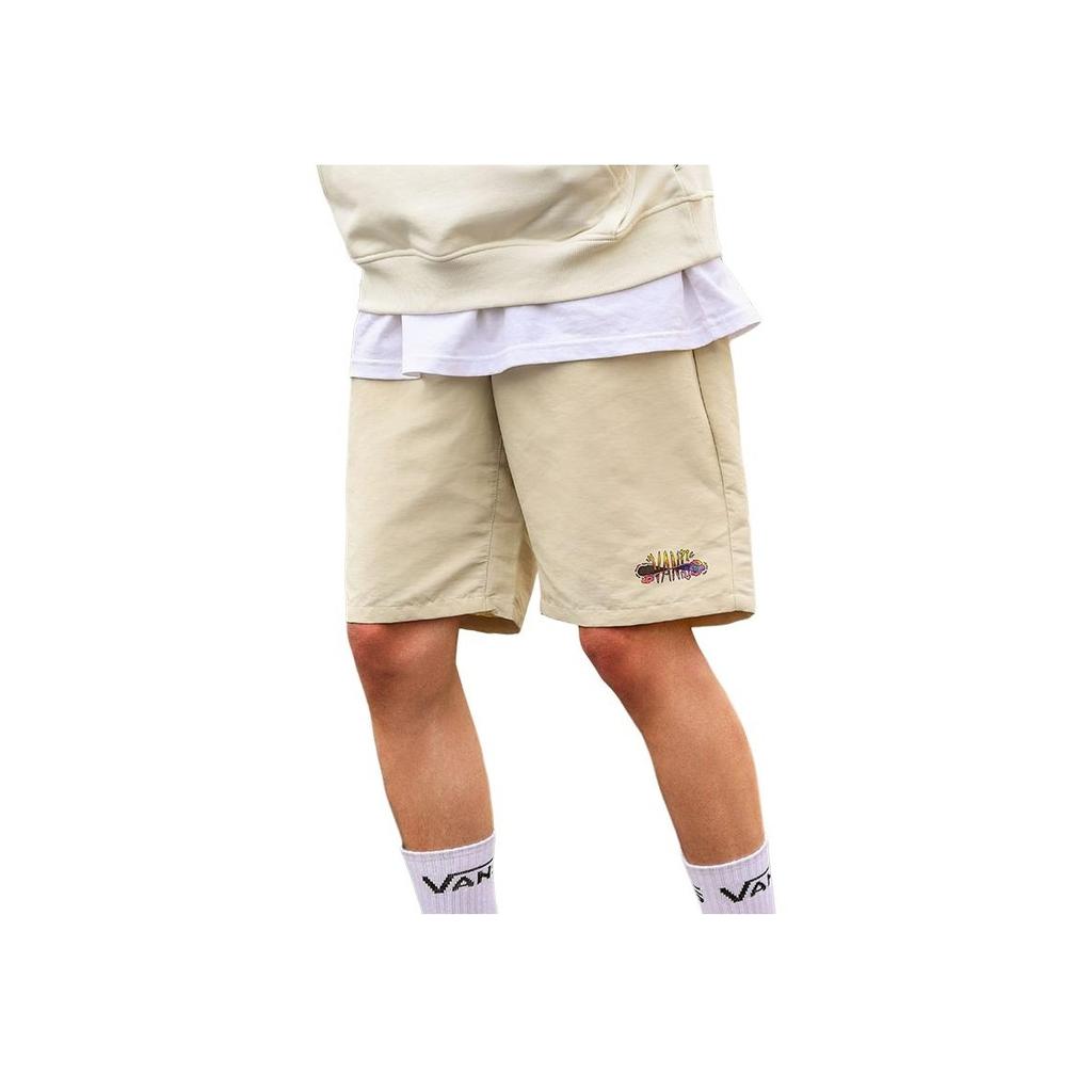 Vans X Moonlight Treasure Box Collaboration Solid Color Cartoon Pattern Printed Adjustable Waist Straight Leg Shorts Men Shorts Oatmeal VN0A7TQO2N1