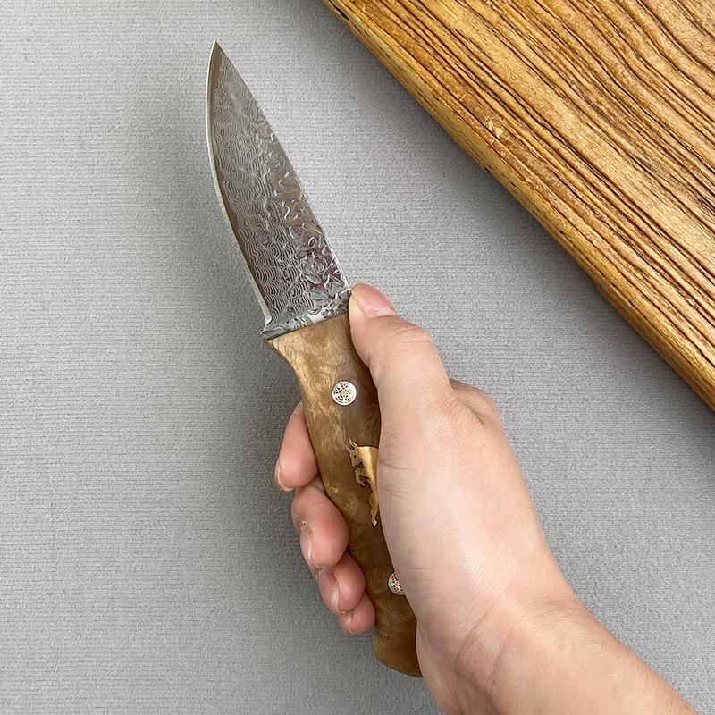 Damascus Knife Boning Meat Cutting Fruit Vegetables Kitchen Knives Damascus Steel Wooden Handle Utility Knives Chef Cooking Tool
