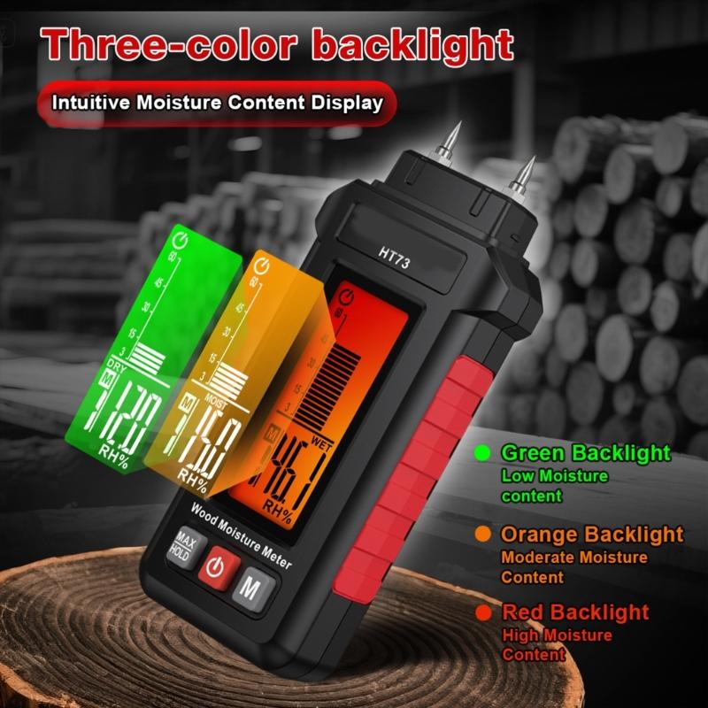 Easy To Use Portable Moisture Tester Clear LCD Display Fast for On Site Detection Of Wood Paper Brick Concrete Moisture