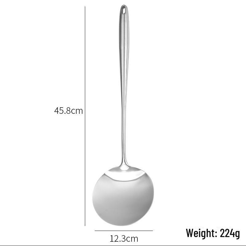 304 Stainless Steel Long Handle Round Cooking Spoon - Ideal for Kitchen Use and Frying Fish