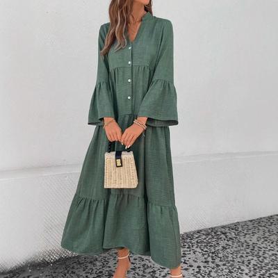 Women's Spring and Autumn Long-sleeved Loose and Sweet Large-swing Casual Dress
