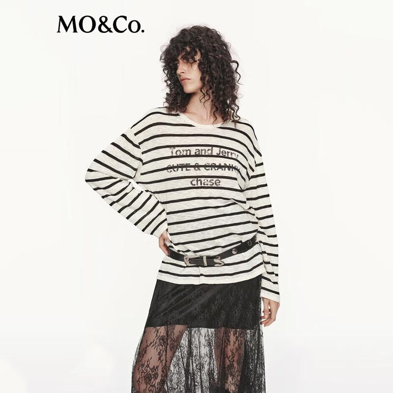 

MO&Co. Женский полосатый трикотажный пуловер из хлопка и льна M