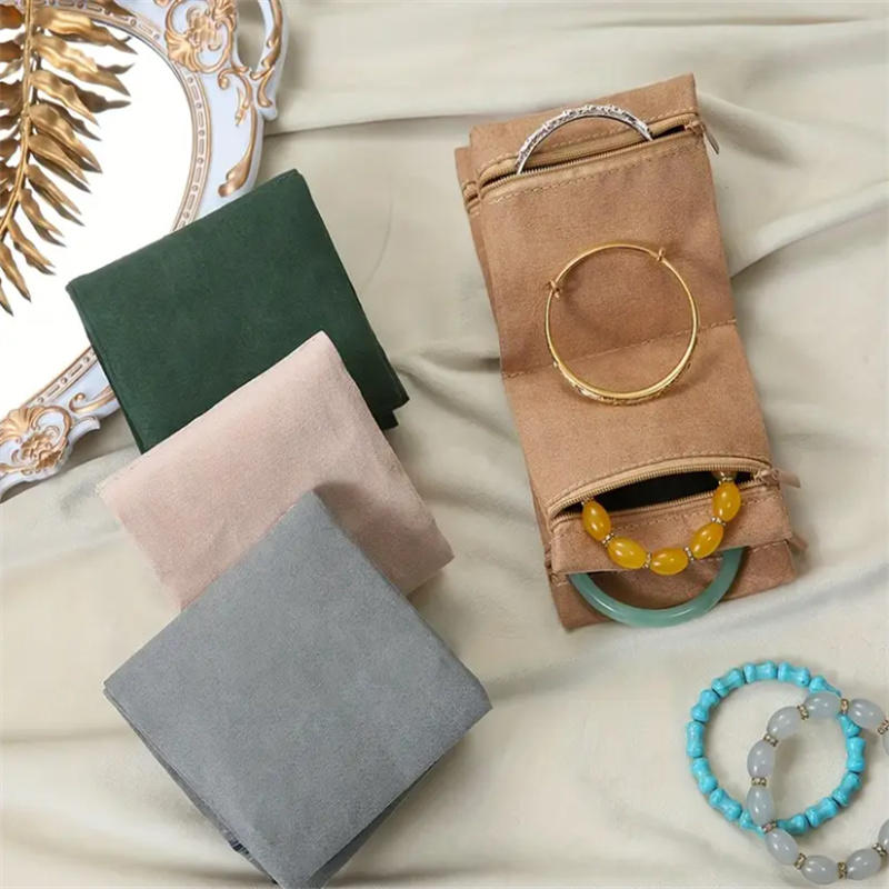 Foldable Jewelry Organizer Multiple Compartments High Capacity Travel Jewelry Storage Bag Zipper Delicate Clutch Bag Travel