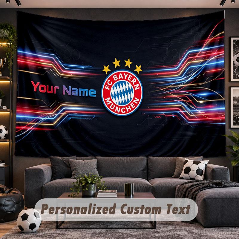 Wall Hanging Tapestry Custom NameBayern Munich Pattern Personalized Printed Fabric Wall Decor