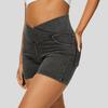 Damenmode Lässig Sommer Cross High Waist Denim Yoga Drei Hosen Shorts