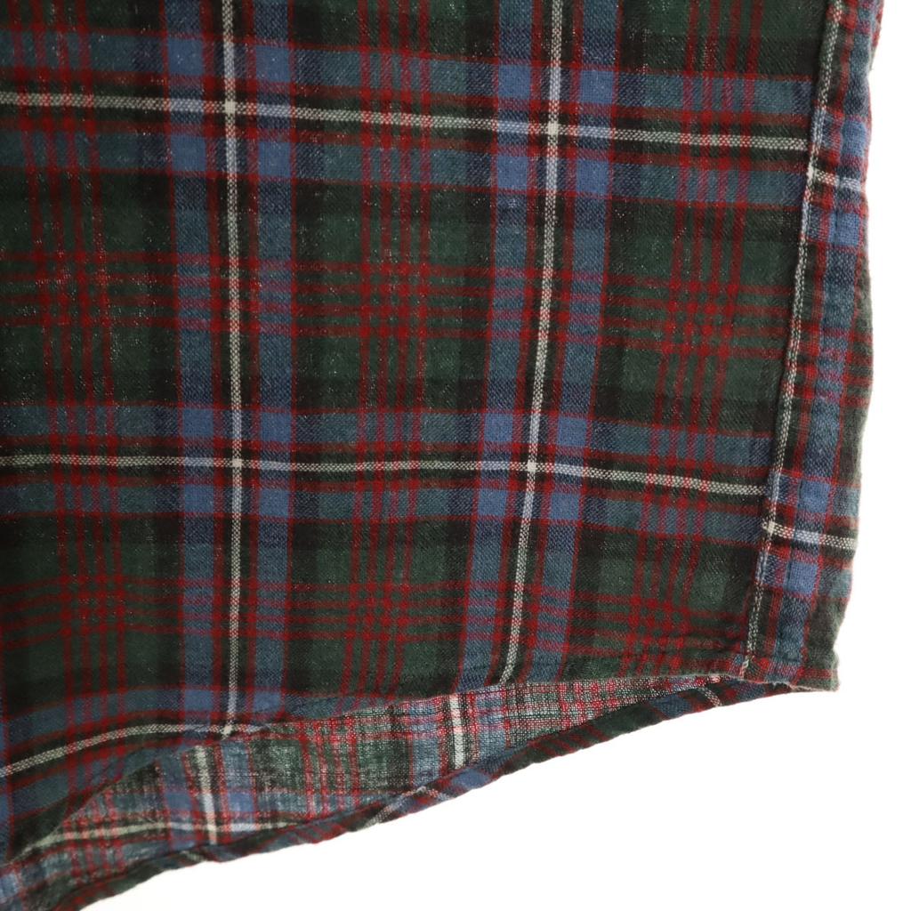 j.crew 90s Linen Blend Old Giant Tag Check Pattern Short Sleeve Button Down Shirt Men's Used