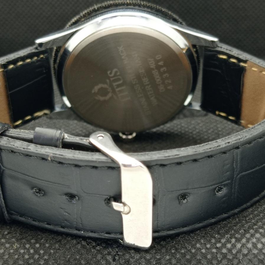 40MM REFURBISHED TITUS MOVABLE BEZEL SWISS MENS BLACK DIAL WATCH A425321-2 RL-a425321