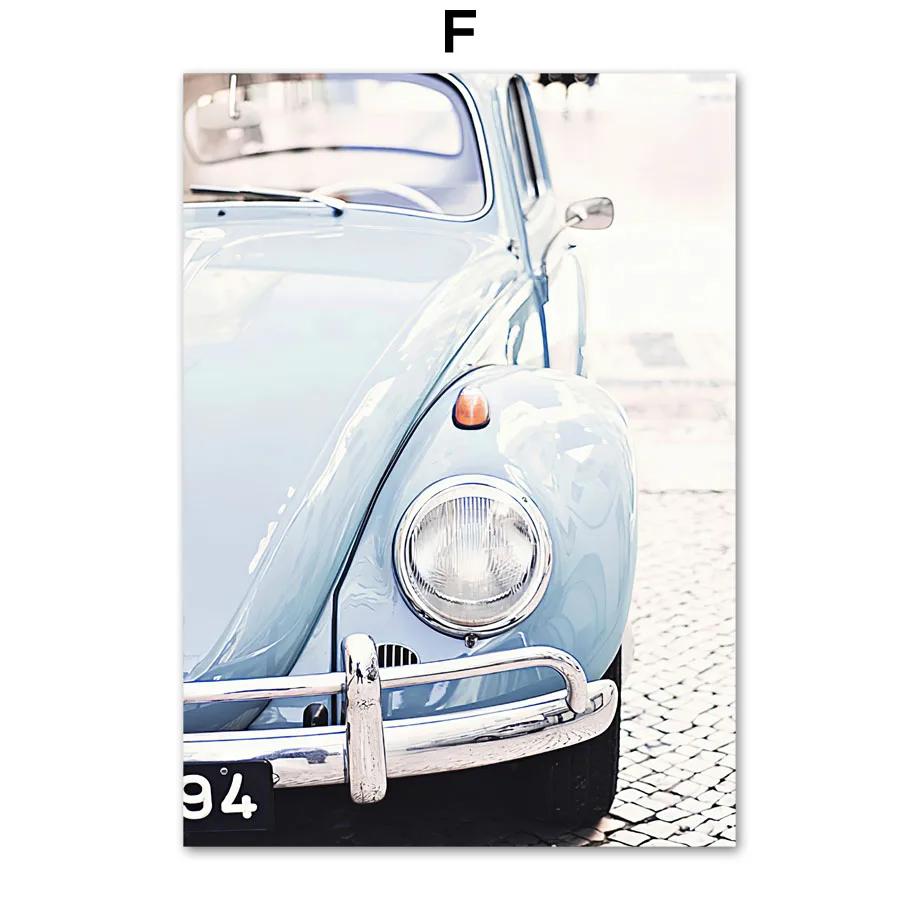 Leinwandmalerei Retro Auto Surfbretter Motorräder Heißluftballons Blumen Wandkunst und Druck Wandbilder Wohnzimmer Heimdekor