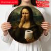 2D Flat, 1pc Funny Mona Lisa Covering Nose Restroom Aluminum Sign - Vintage Bathroom Wall Decor, Waterproof Rust-Proof Wall Plaque, Suitable for