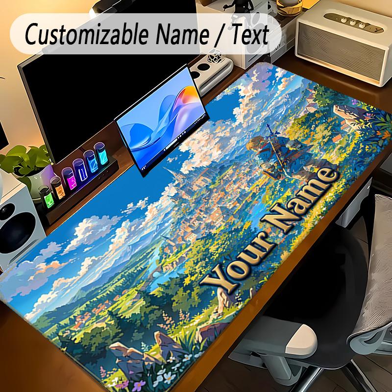 Large Mouse PadZelda Custom Name Text Personalized Desk Mat Non Slip Gaming Pad