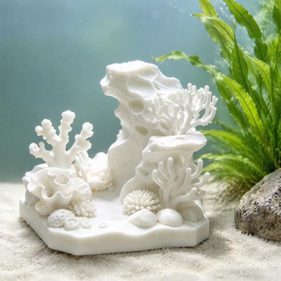 Decorative Aquarium Hideout 3D Printed Coral Cave Decoration for Small Fish Shrimp, Tank Miniature Landscape Decor Hideout, Realistic Hollow Ornament